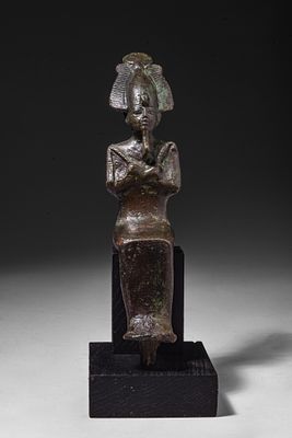EGYPTIAN BRONZE FIGURINE OF OSIRIS. Late Period to Ptolemaic Period, Ca. 664 - 30 BC. A bronze 