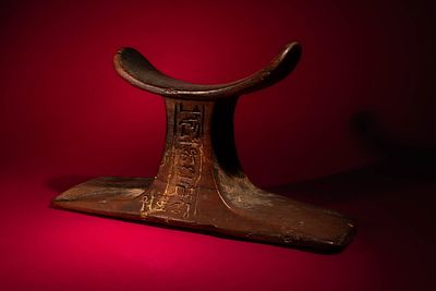 EGYPTIAN INSCRIBED WOOD HEADREST OF NEFER - EX CHRISTIE'S. New Kingdom, Early 18th Dynasty, Ca. 