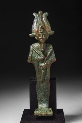 EGYPTIAN BRONZE FIGURINE OF OSIRIS. Late Period to Ptolemaic Period, Ca. 664 - 30 BC. A bronze 