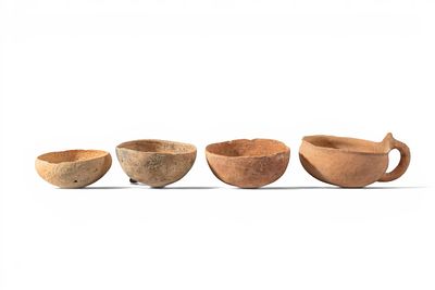 COLLECTION OF HOLY LAND TERRACOTTA CUPS. Ca. 1st millennium BC. A collection of four terracotta 