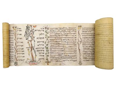 An 18th Century Italian Megillah. Megillah is written in Ksav Beis Yosef with 19 rows per column 