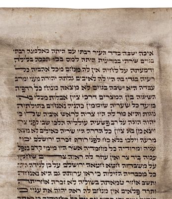 Megillat Eichah Scribed on Klaf (Vellum). This vintage Megillat Eichah (Scroll of Lamentations) 
