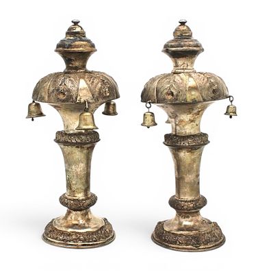 A Fine Pair of Austrian Silver Torah Finials (Rimonim), Vienna ("Old Vienna"), 1856. Crafted in 