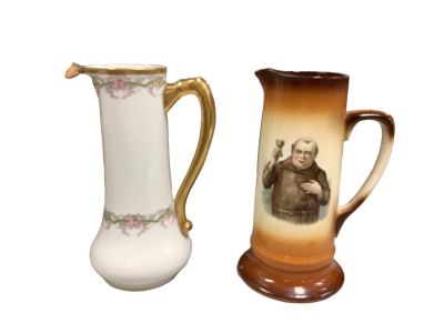 (2) Limoges Porcelain Pitchers. Both 12&iacute; H , 4&icirc; Opening. 4.5&icirc; Opening. Condition: We have 