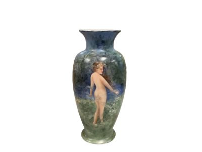 German Porcelain Vase with Nude. 12.5&icirc; H , opening 3&icirc;. Condition: We have endeavored to describe 