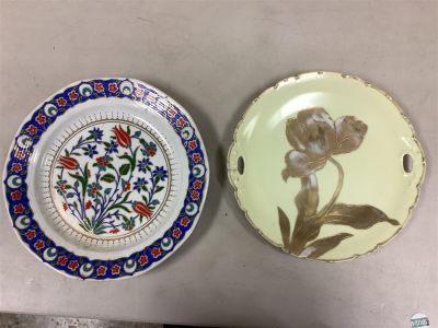 (2) Plates. Turkish hand painted Kutahya plate 2.5&icirc; H , 11&icirc; W. Bavarian Plate 1&icirc; H 10.5&icirc; W, with 