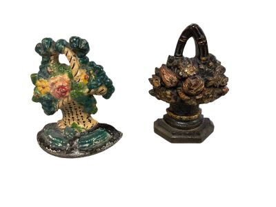 Antique Cast Iron Flower Basket Door Stops 7&icirc; T. Condition: We have endeavored to describe all 
