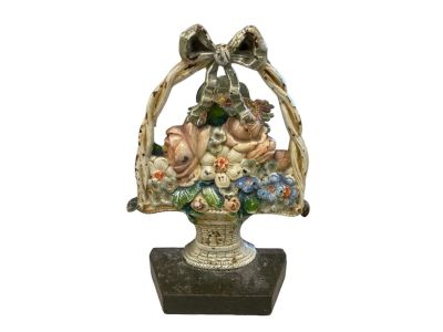 Antique Cast Iron Flower Basket Door Stop (1) 8.5&icirc; T. Has number 1259. Condition: We have 