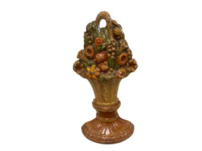 Antique Cast Iron Flower Basket Door Stop 9&icirc; T. Condition: We have endeavored to describe all 