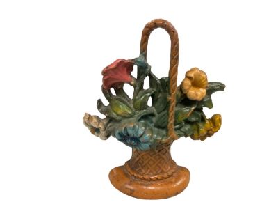 Antique Cast Iron Flower Basket Door Stop 9.5&icirc; T. Condition: We have endeavored to describe all 