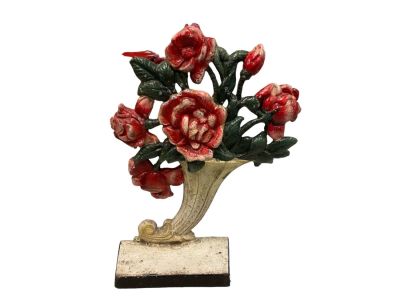 Antique Hurley Cast Iron Doorstop Red Rose in Cornucopia 10&icirc; T marked. Condition: We have 