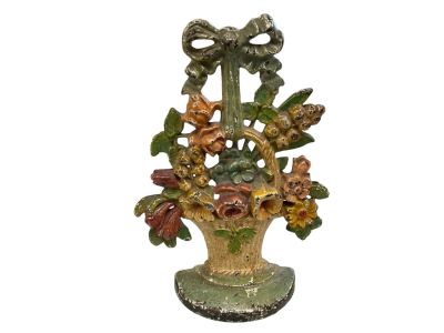 Antique Cast Iron Flower Basket Door Stop 10.5&icirc; T. Has number 188. Condition: We have 
