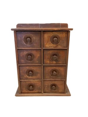 Eight Drawer Wooden Spice Cabinet Eight drawer cabinet measures 11&icirc;Lx5.5&icirc;Dx13.5&icirc;H. Please see 