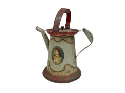 Antique Green Stenciled Watering Can Some rust no holes.11 1/4&icirc; T. Marked on bottom.J.S.&amp; 