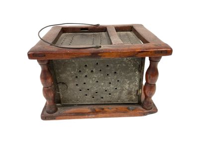 Antique Primitive Wood &Tin Foot Warmer. Antique Primitive Wood &amp;Tin Foot Warmer 8&icirc; x 9.&icirc; X 