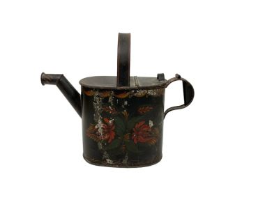 Primitive Painted Metal Watering Can 12&icirc; T to the top of handle. End of spout to handle is 15&icirc; 