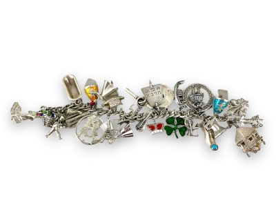 Sweet Silver Bracelet Loaded with Charms Bracelet is approx 6&icirc; long and tested silver, has 