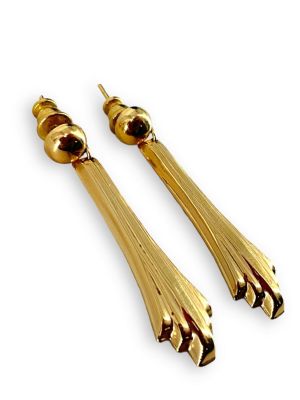 Pair of 14kt Gold Earrings Pierced style, 41.0mm in size, 3.5 grams total weight, stamped 
