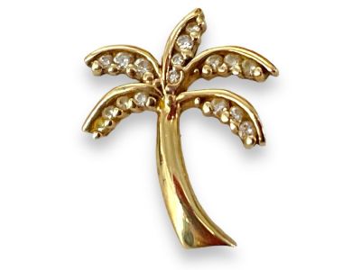 Cute 14k Palm Tree Pendant w/Diamonds Tiny palm tree pendant is approx 3/4&icirc; tall, has 17 tiny 
