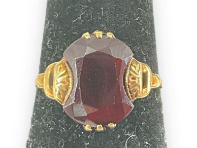 Antique 10kt Gold and Garnet Ring Tested 10kt gold, no stamps or signatures, 4.2 grams total 