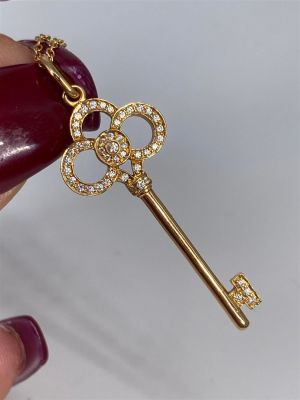 18kt Rose Gold Tiffany & Co. ìCrown Keyî Pendant With Diamonds On a Matched 18kt Rose Gold