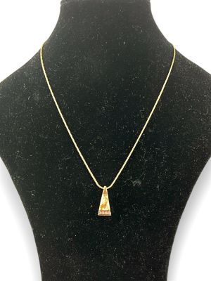 Unique 14kt Dual Tone Chain With A Gold In Quartz Diamond Pendant Cable chain measuring (18&icirc;) 