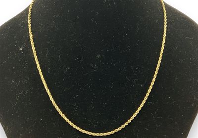 14kt Yellow Gold Chain Measuring (18&icirc;) in length (1.8mm wide) spiral chain, stamped &amp; 