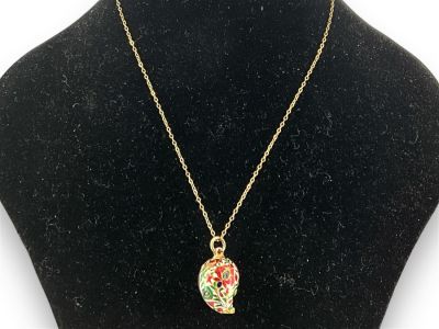 Mughal Style Pendant Necklace Necklace chain is marked and tested for 10k y/g and is done in 