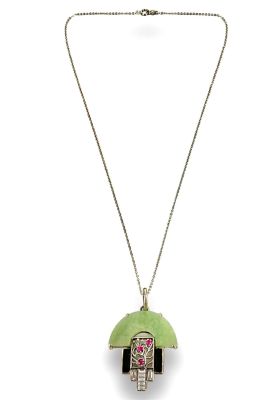 Sterling Silver Necklace with Sterling & Stone Pendant. Sterling Silver Necklace with Sterling 