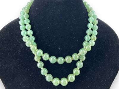 Aventurine and Jade Necklace with 14k Clasp Double-strand aventurine necklace has 8.5mm beads 