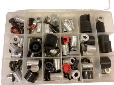 Assortment of MEC Powder Bushings & Spindex Crimp Starters. Assortment of MEC Powder Bushings 