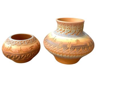 American Indian Red Earth Pottery. American Indian Red Earth Pottery Includes a 4.5"H signed 