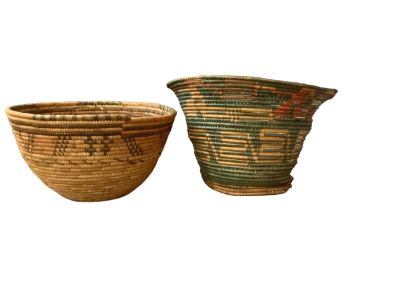 American Indian Handwoven Baskets. American Indian Handwoven Baskets Lot of (2) One has an 11" 