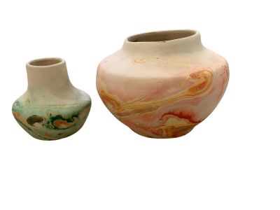 Nemadji Indian Pottery. Nemadji Indian Pottery Lot of (2). They are 3.25" & 4.25"H. Condition: 