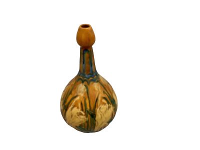 Ceramic Vase 14.25"H x 7.5"W. Ceramic Vase Orange multi-colored. 14.25"H x 7.5"W Condition: 
We 