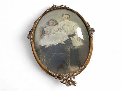 Metal Framed 14" x 20" Picture of Young Children. Metal Framed 14" x 20" Picture of Young 