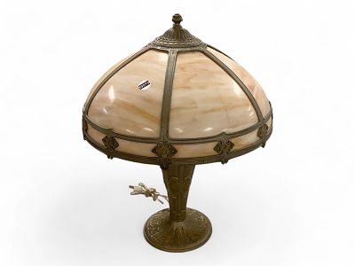 Antique Slag Glass Lamp 60"H x 17"W. Antique Slag Glass Lamp Antique Slag Glass Lamp : 