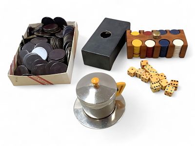 A Mix of Vintage Bakelite Items. A Mix of Vintage Bakelite Items Vintage Bakelite poker chips 