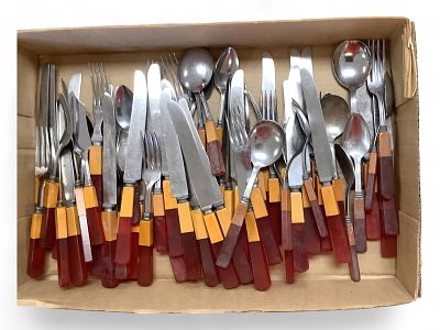 67 Vintage Pieces of Bakelite Silverware. 67 Vintage Pieces of Bakelite Silverware 67 pieces of 