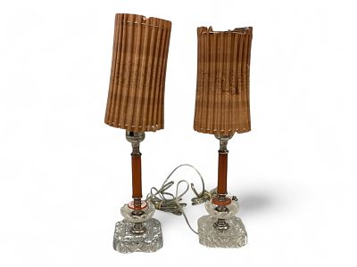 Pair of BakeLite Lamp w/ Glass Base's . (2) Shades. Pair of BakeLite Lamp w/ Glass Base's . (2) 