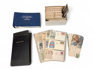 Stamp Books and Air Mail Letters Height ranges 25"H to 4". Stamp Books and Air Mail 