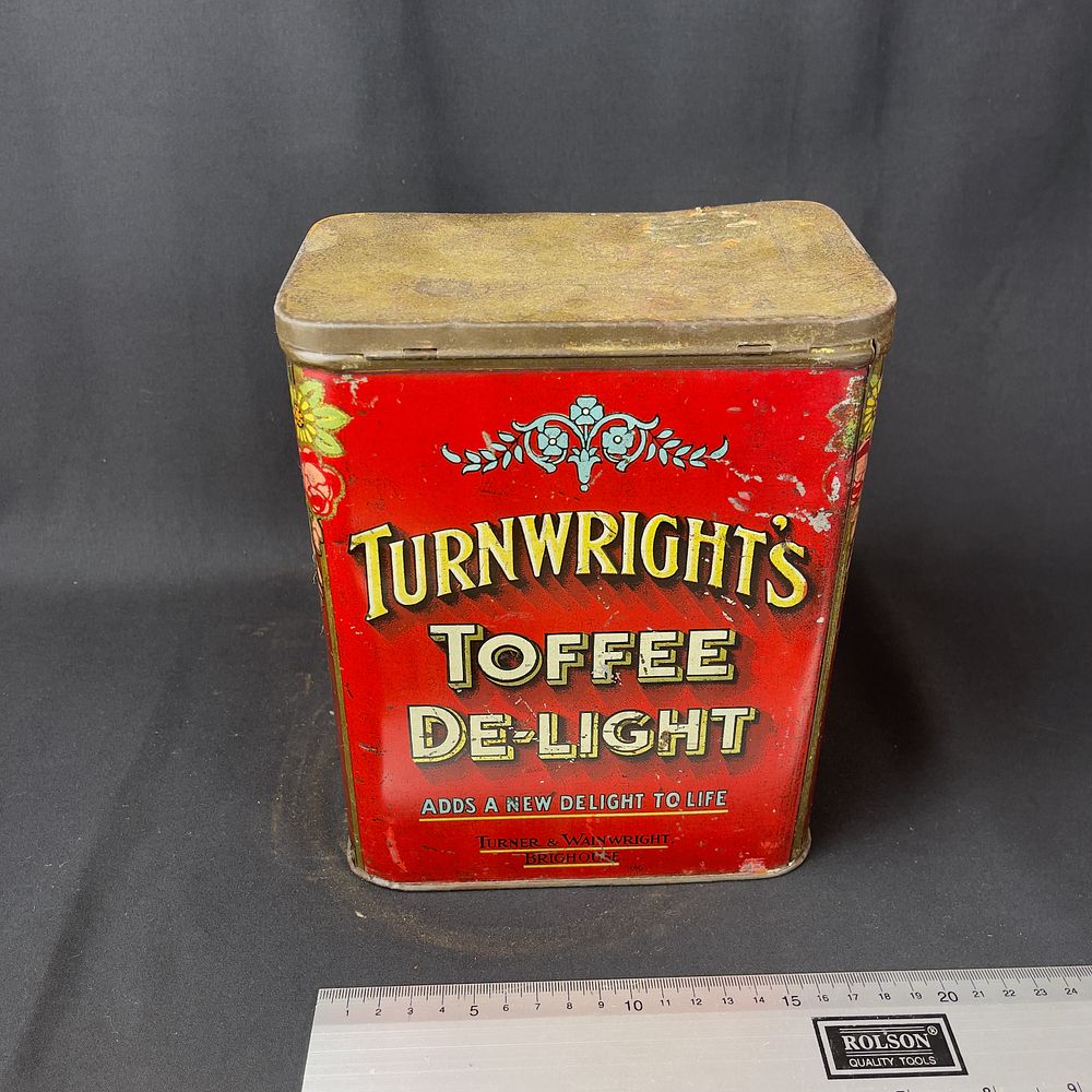 Lot 280: Turnwright's Toffee De-Light Lithographed Tin