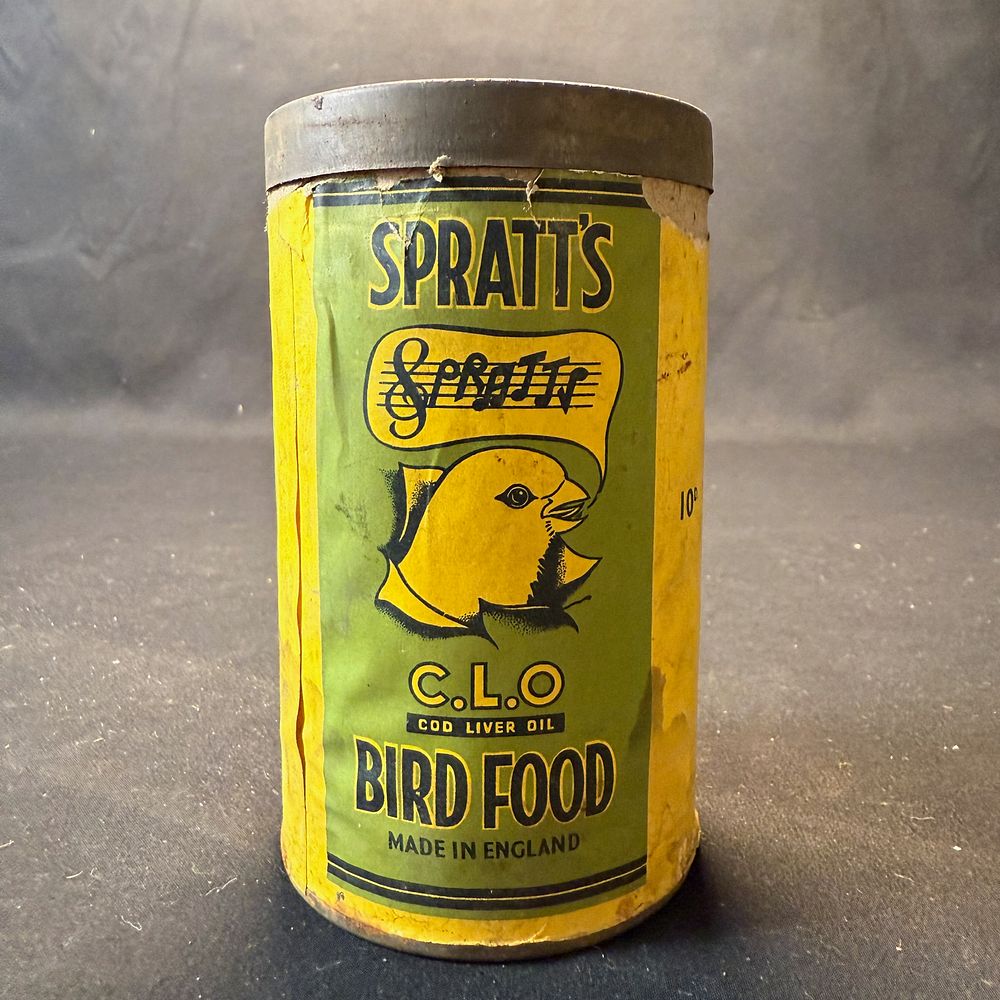 Lot 297: Spratt's C.L.O. Cod Liver Oil Bird Food Container