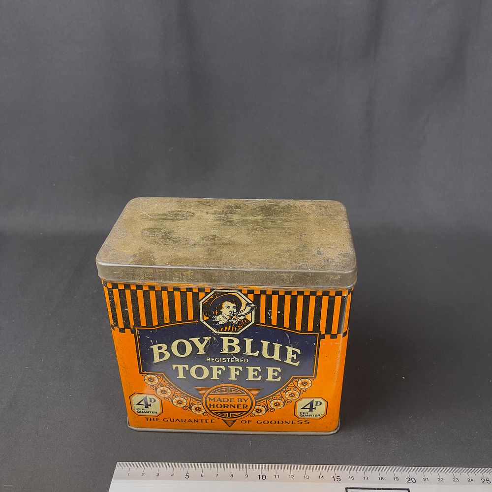 Lot 245: Horner's Boy Blue Registered Toffee Metal Tin