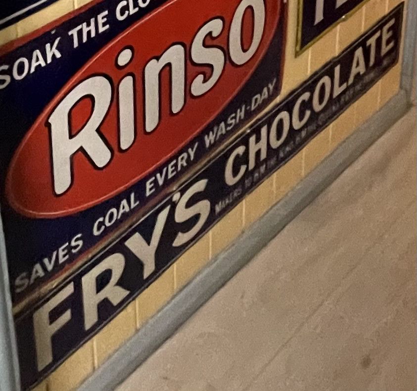 Lot 11: Rare Vintage Rinso and Fry's Dual Advertising Enamel Sign