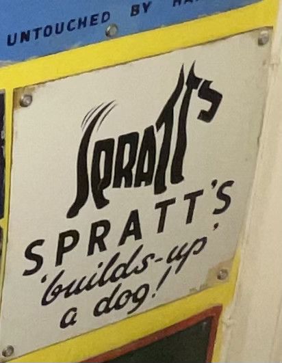 Lot 17: Vintage Spratt's Dog Food Enamel Advertising Sign Builds Up A Dog