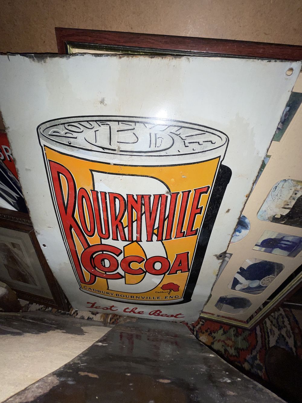 Lot 27: Vintage Cadbury Bournville Cocoa Advertising Enamel Sign
