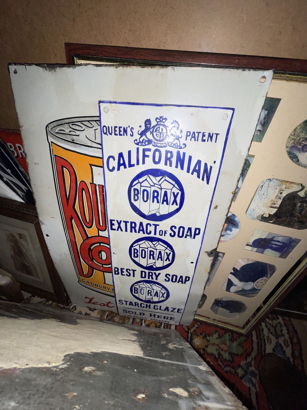 Lot 28: A Trio of Vintage Porcelain Enamel Advertising Signs including Californian Borax