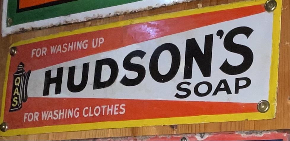 Lot 33: Vintage Hudson's Soap Enamel Advertising Sign