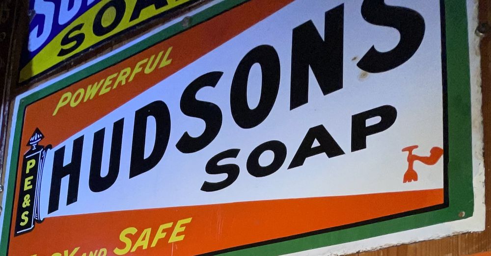 Lot 34: Vintage Hudson's Soap Advertising Enamel Sign